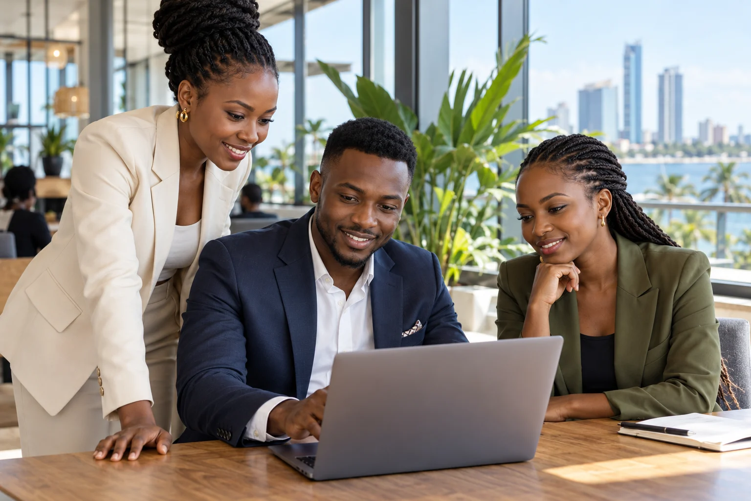 Young professionals collaborating in a modern office